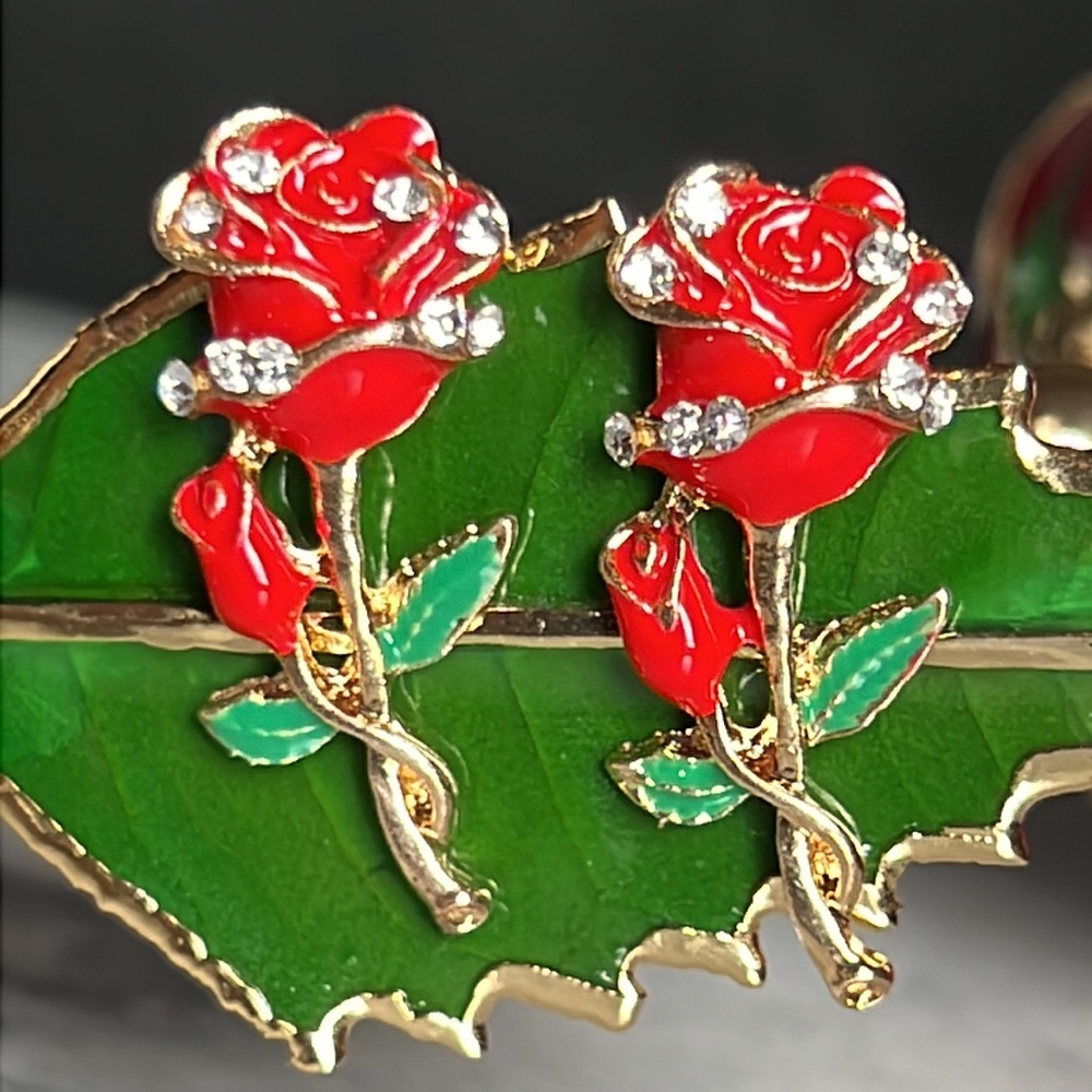 Rose Stem Post Earrings